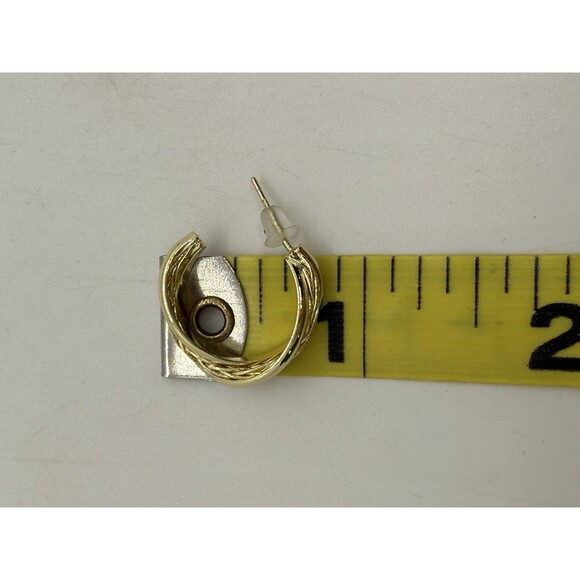 Braid Twist C-Shaped Open Hoop Earrings Gold Plated Sterling Silver 925 UTC CN - Picture 6 of 11
